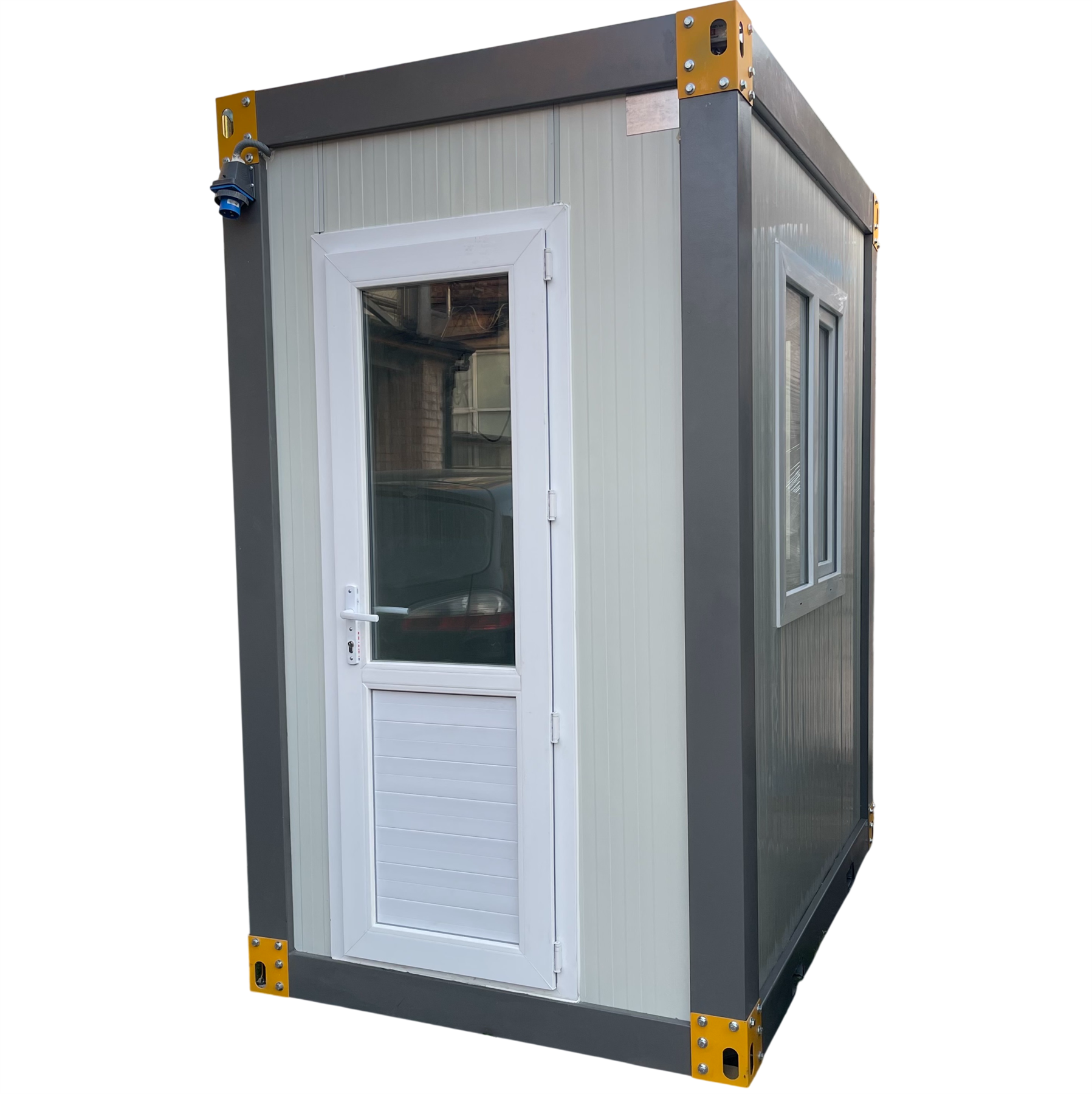 150x210cm large prefabricated security guard kiosk with deep observation window