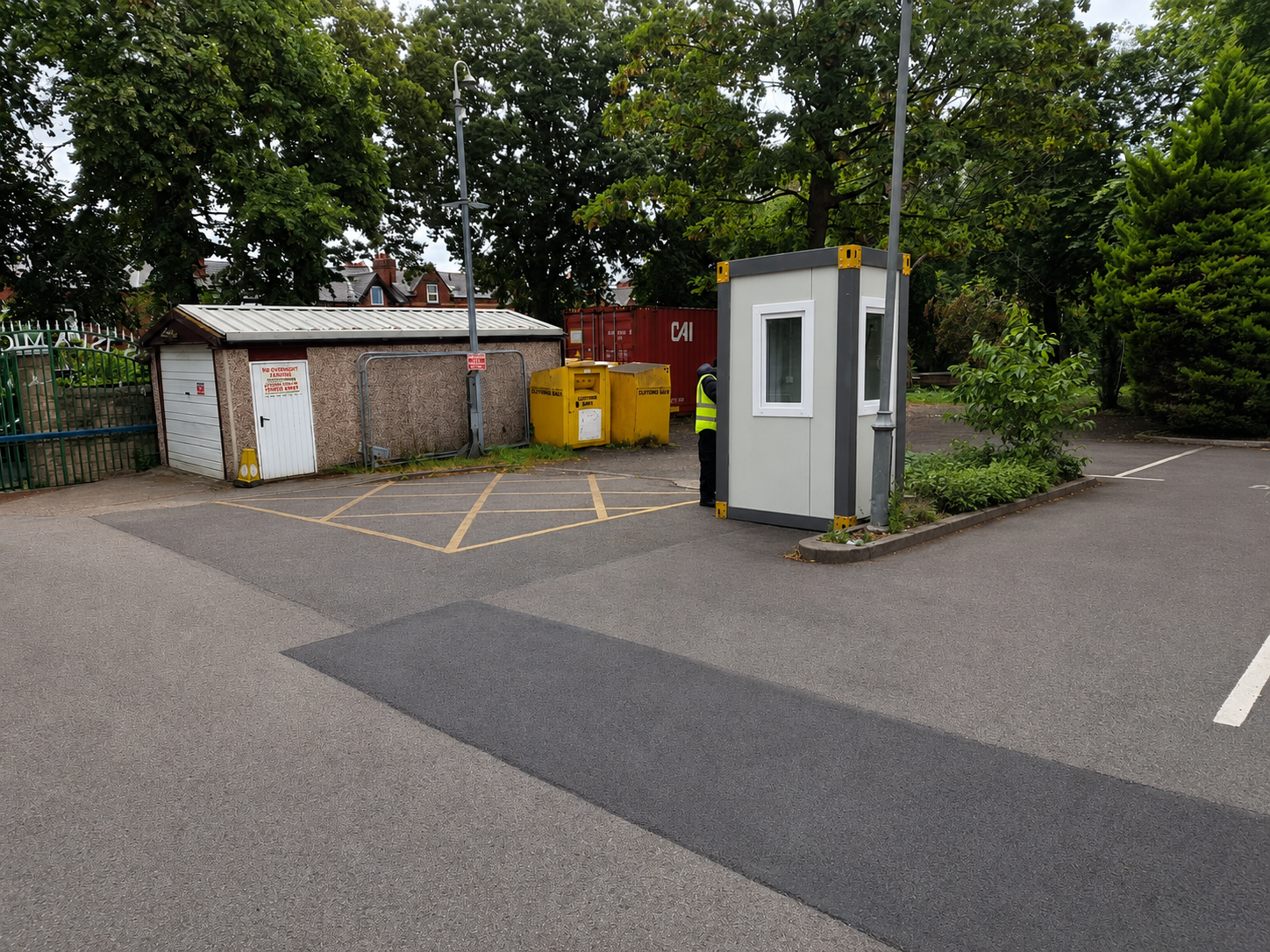 Finished portable kiosk cabin exterior on site
