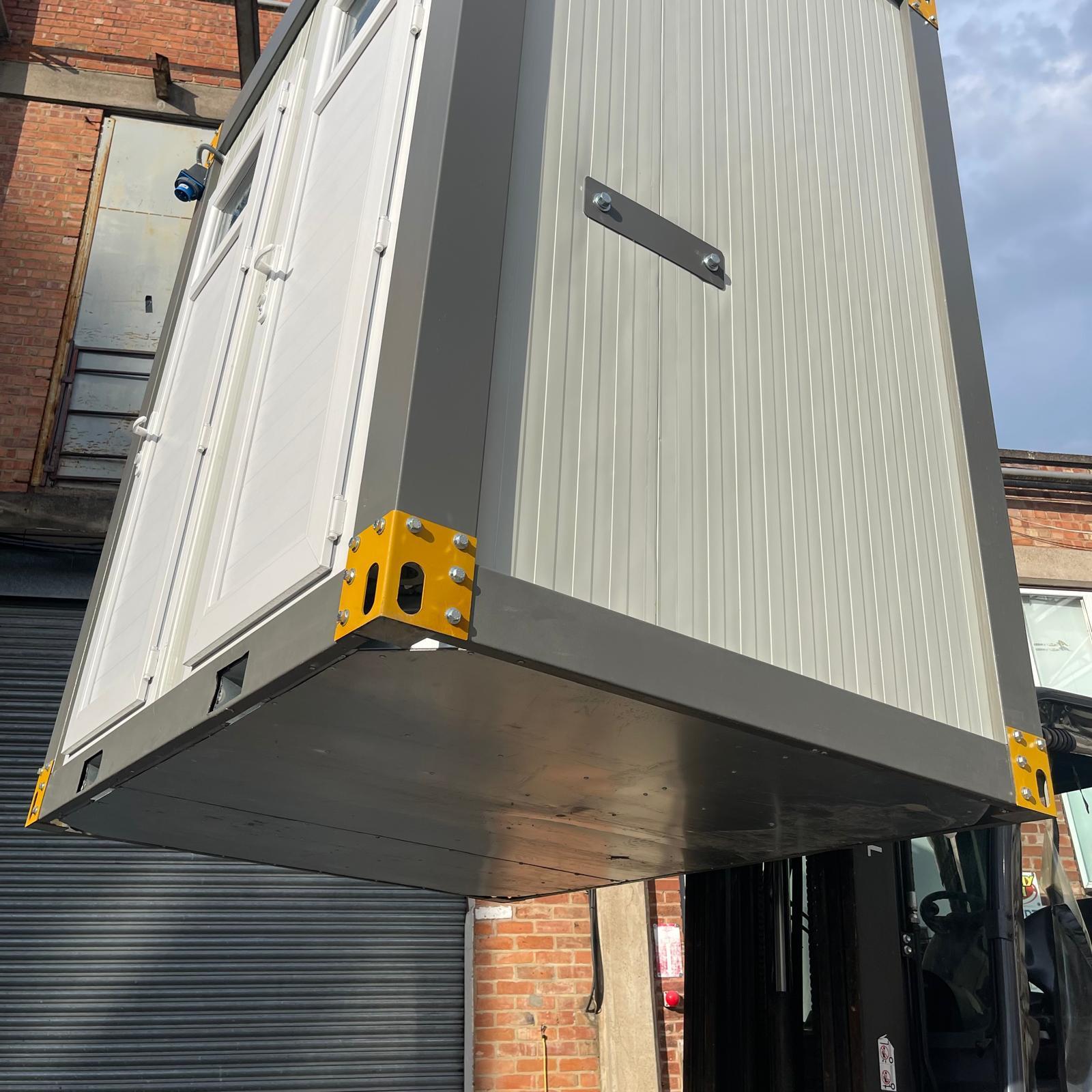 Kiosk cabin installation view with service hatch