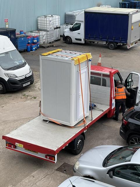 Portable kiosk cabin completed and staged at the site