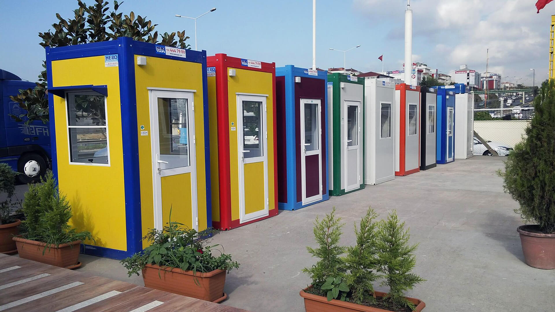 Compact security kiosk positioned at a site entrance